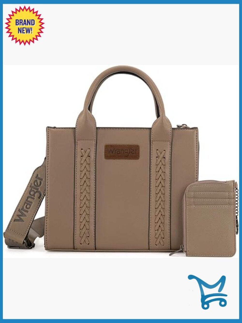Medium Vegan Leather Tote Bag with Crossbody Strap and Card Wallet